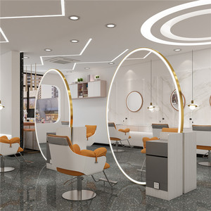 Gương Lớn Đứng Thẳng Trên Sàn Gương Làm Đẹp Salon Trang Điểm Led Tròn Chất Lượng Thợ Cắt Tóc Màu Đen Vàng Đen Bạc Trắng Vàng Xám - Product Image 1