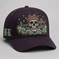 Casquette de baseball personnalisée style Old English, 5 panneaux, visière incurvée, style Dad Hat, streetwear urbain West Coast, vente en gros, faible MOQ