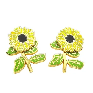 Factory Promotional stock lapel pin badges flower shape custom metal soft enamel lapel pins for clothing