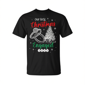 Notre premier Noël en couple 2024, t-shirt assorti pour couples, cadeau de Noël - Product Image 2