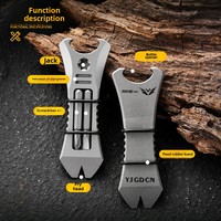 PioneerEDC Outil EDC multifonction en alliage de titane Ouvre-bouteille portable pour le camping et la randonnée en plein air avec levier Mini tournevis