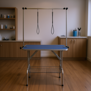 Mesa de peluquería canina plegable de metal de 36x24 pulgadas con anillas para colgar y estante de almacenamiento para perros pequeños a medianos - Product Image 2