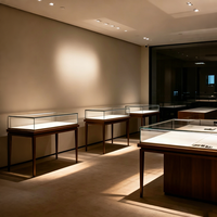 Minimalistische Holz-und-Glas LED-Beleuchtete Vitrinen Moderne Einzelhandels-Schaukästen für Schmuck, Brillen & Luxusgüter