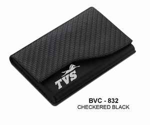 Porte-cartes de visite noir à carreaux avec cadre métallique, étui haut de gamme pour cartes de visite, idéal pour les cadeaux d'image de marque d'entreprise - Product Image 1