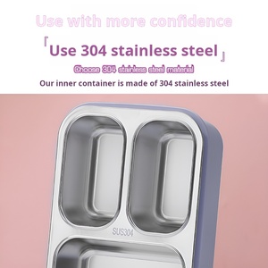 Leakproof Bento Box BPA free 3 ngăn Hộp Ăn Trưa 620ml thực phẩm lưu trữ <span class=keywords><strong>container</strong></span> cách điện 304 thép không gỉ ăn trưa - Product Image 3