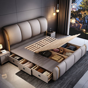 Элитная современная кровать с местом для хранения, в минималистичном стиле, кожаная, размера «king-<span class=keywords><strong>size</strong></span>», популярный итальянский роскошный комплект мебели для спальни - Product Image 6