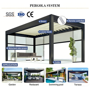 <span class=keywords><strong>Pergola</strong></span> extérieure moderne en <span class=keywords><strong>aluminium</strong></span> avec toit à lames orientables, revêtement poudré, commande électrique/manuelle pour jardin, patio, terrasse - Product Image 2