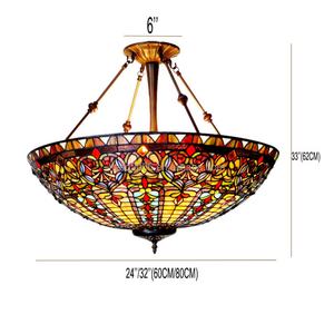 Lampe suspendue en verre Tiffany de style rétro de 24 pouces pour hôtel, villa, KTV, éclairage de lustre - Product Image 6