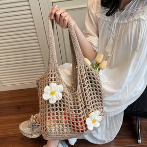 <span class=keywords><strong>Bolso</strong></span> de Playa de Ganchillo Estilo Bohemio, Accesorios de Playa de Verano, <span class=keywords><strong>Bolso</strong></span> de Mano para Mujer, <span class=keywords><strong>Bolso</strong></span> de Malla con Flores, <span class=keywords><strong>Bolso</strong></span> Tejido Estilo <span class=keywords><strong>Hippie</strong></span> - Product Image 3