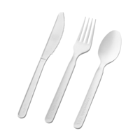 Kit de 450 pièces de couverts jetables résistants à la chaleur en PLA blanc compostable, couteau, fourchette, cuillère, service de restauration rapide à emporter, emballage vert