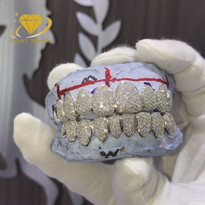Fake Diamond Grillz Custom 925 Silver Hip Hop Teeth