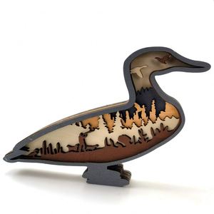 Adornos de pato de madera creativos de varias capas al por mayor para decoración de escritorio en el hogar, Dropshipping - Product Image 1