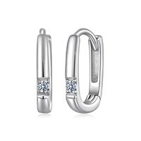 Boucles d'oreilles créoles rectangulaires en moissanite, forme géométrique en U, couleur D VVS1, pour femmes et adolescentes, cadeau quotidien MSE095