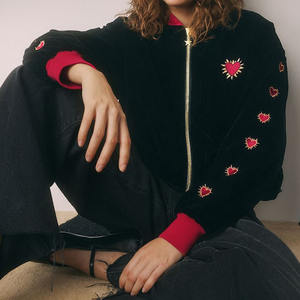 Direct d'usine OEM Streetwear Y2K femmes Patch broderie Logo Bomber veste personnalisée automne hiver lycée université veste - Product Image 3