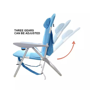 आउटडोर हल्के 3 Reclining स्थिति एल्यूमीनियम उच्च सीट पोर्टेबल तह समुद्र तट कुर्सी - Product Image 3