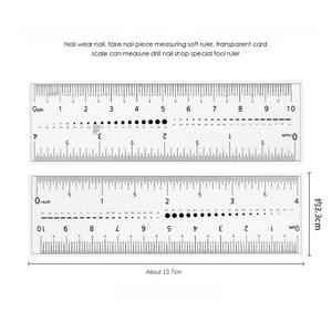 Fournitures d'ongles professionnelles outils Portable Transparent PVC doux strass presse sur ongles conseils <span class=keywords><strong>mesure</strong></span> règle - Product Image 4
