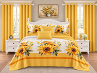 En stock : Ensemble de literie 8 pièces avec rideaux assortis, taille Queen et King, drap et taies d'oreiller imprimés