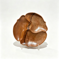 Plateau en bois massif sculpté à la main, 3 zones, pour fruits secs et collations, bol en bois divisé, décoration de table pour la maison