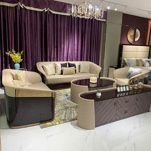 आधुनिक प्राचीन इतालवी लक्जरी सोफे ने उच्च गुणवत्ता वाले कपड़े असलस्टर्ड बटन टफ्टिंग कारखाने आधुनिक इतालवी लक्जरी सोफे की पेशकश की है। - Product Image 3