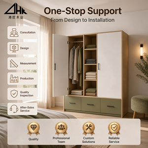 <span class=keywords><strong>Armario</strong></span> de Madera con Barra para Colgar, Estantes y Cajones Inferiores, <span class=keywords><strong>Armario</strong></span> de Almacenamiento Moderno para Dormitorio, Hotel, Muebles para el Hogar - Product Image 2