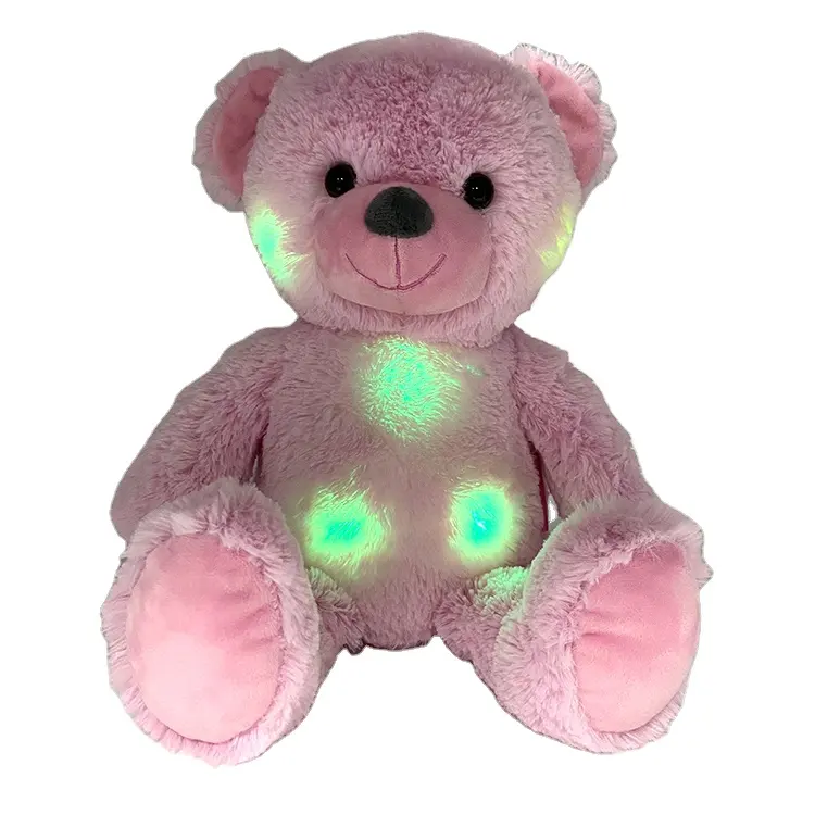 Animal en peluche Musical électrique OEM, mignon et doux, ours de dessin animé, jouet en peluche éclairé par LED