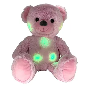 Juguete de peluche Musical con luz LED, Animal de peluche eléctrico, oso de dibujos animados, suave, OEM