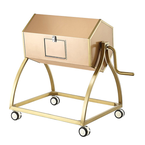 Tambour de tombola en acier inoxydable doré avec roues-Boîte de loterie mobile à 4 roues pour événements - Product Image 1
