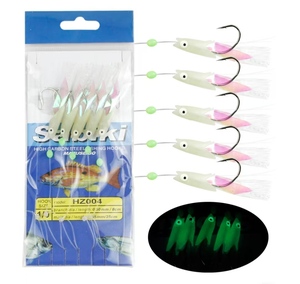 Aparejos Sabiki al por mayor para pesca en agua salada, señuelo luminoso para macarela que brilla en la oscuridad, anzuelo con cabeza de pez y diseño impreso - Product Image 1