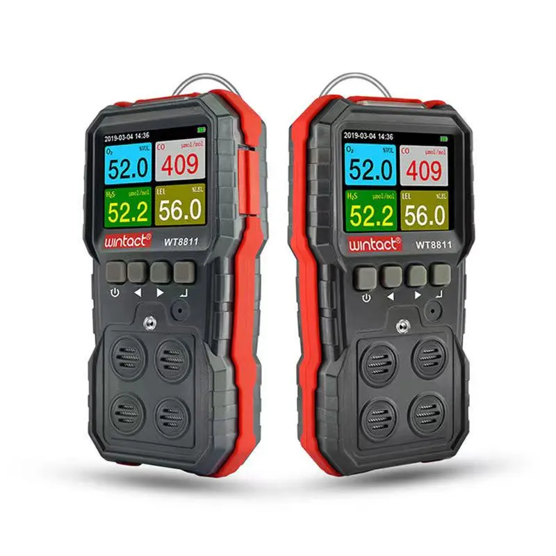 Portable multi-gas detector which can detect gas data in different workplaces compound gas detection and alarm