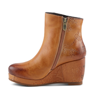 Haute qualité automne hiver dames bottines peintes à la main fleur rétro fermeture éclair Cowgirl plate-forme compensées bottes pour femmes