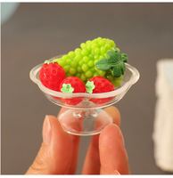 1 ensemble de plateau de fruits miniature pour maison de poupée 1/12, modèle de fruits miniatures, plateau cubique de fruits, banane, raisin, accessoires de table