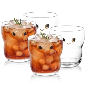 Vasos de Cóctel con Cara Sonriente de 300 ml, Vaso de Vidrio Transparente con Agarre, Lindo Vaso de Vidrio <span class=keywords><strong>Nico</strong></span> - Product Image 1