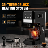 Cafetera Espresso Semiautomática de 20 Bares y 1350W con Pantalla Táctil, Tanque de Agua de 1L, para Hogar, Oficina y Cafetería, Gran Venta