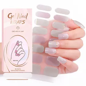 Gel Nail Stickers nhà máy trong suốt lâu dài bán chữa khỏi Gel Nail Strips Kit phổ biến ở Nhật Bản Gel Nail với các UV ánh sáng