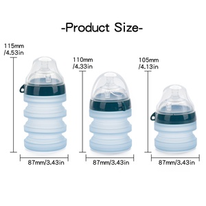 Bouteille de bébé pliable en silicone, bouteille de voyage portable, écologique, pour nouveau-nés et enfants, logo personnalisé, vente en gros - Product Image 2