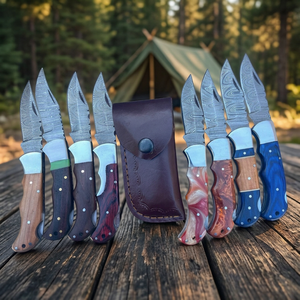 High Quality Damascus Steel Folding Blade Pocket <b>Knife</b> Wholesale Factory Rates wood Handle Tactical Application - Product Image 5