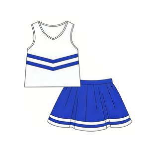 Conjunto de Verano GSD4036 Personalizado para Niña, Diseño a Cuadros Azul y Blanco, Conjunto Deportivo sin Mangas con Falda para Yoga - Product Image 6