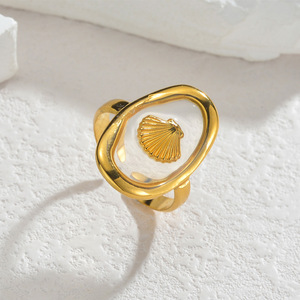 Anillo Abierto de Acero Inoxidable Transparente con Diseño de Estrella de Mar y Concha, Estilo Bohemio, Veraniego, con Flores Eternas - Product Image 5