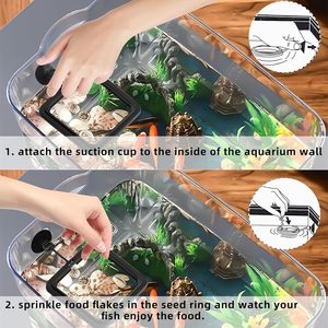 skynuo Black Plastic Floating Aquarium Feeding Round/Square Ring <strong>Fish</strong> Food <strong>Filter</strong> Circular Floating <strong>Bowl</strong> <strong>Fish</strong> Tank - Product Image 5