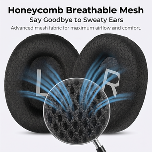 Coussinets d'oreille de remplacement en maille pour écouteurs QCY H3/ H3 Lite, <span class=keywords><strong>TOZO</strong></span> HT2 (noir), housse pour écouteurs - Product Image 3