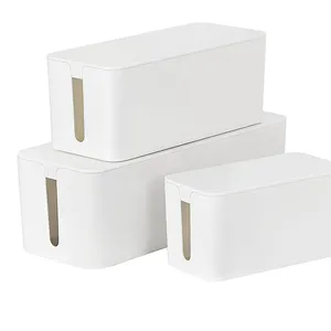 Cable Management Box 2 Pack Cable Organizer Box Cable Management Box Socket Cord Organizer White Bamboo Large Cord