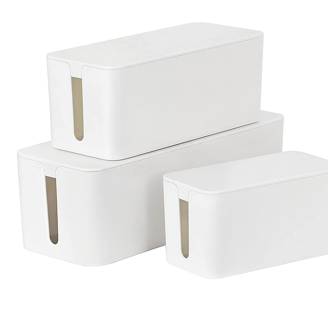 JRC Brand Plastic Multifunctional Cable Management Box 2 Pack Cable Organizer Socket Cord Organizer White Large Cord L/M/S Model