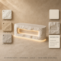 Comptoir de présentation de bijoux en bois de luxe sur mesure avec dessus en marbre et éclairage LED, meuble de réception pour boutique de bijoux
