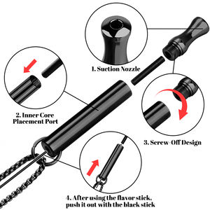 Ciondolo per inalatore per naso a base di olio essenziale di erbe placcato in acciaio inossidabile placcato nero per smettere di fumare aiuto per respirare collana - Product Image 2