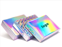 Boîte d'expédition pliable auto-scellante en carton ondulé holographique métallisé avec logo personnalisé pour chaussures, vêtements et ensembles cosmétiques