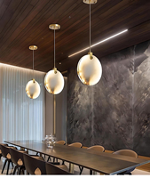 Lustre suspendu en albâtre naturel espagnol, entièrement en cuivre, de luxe, pour salle à manger, style moderne minimaliste, pour restaurant, LED