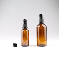 Flacon compte-gouttes en verre ambré rechargeable de 5 ml, 10 ml, 15 ml, 20 ml, 30 ml, 50 ml, 100 ml pour huile essentielle, sérum, lotion, avec pompe à crème