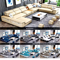 Grand canapé de salon pour appartement, style crème, moderne, simple, en forme de U, 4 mètres, tissu technique lavable, interface USB