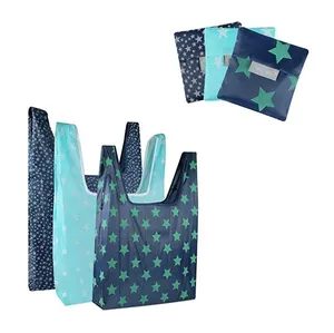 Fornitura diretta dalla fabbrica di sacchetti di Tote Eco-drogheria stampati personalizzati in poliestere pieghevole con motivo riutilizzabile e Logo per scarpe da regalo - Product Image 2