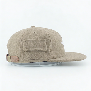 Casquette de baseball personnalisée en mélange de laine à visière plate, style vintage, chaude pour l'automne et l'<span class=keywords><strong>hiver</strong></span>, avec poche et fermeture snapback - Product Image 3